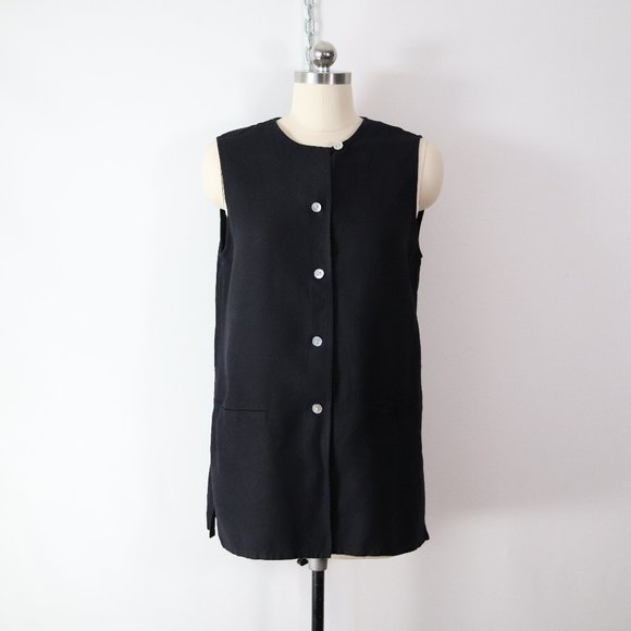 Vintage Tops - ❌SOLD❌vintage black linen lagenlook tunic top